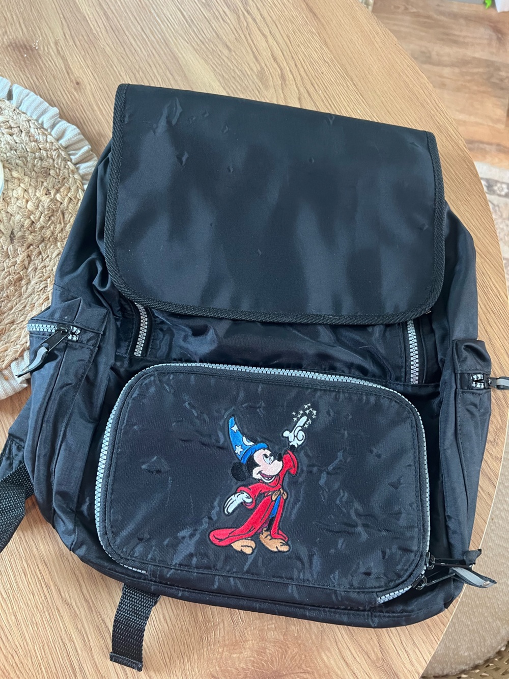 Y2K Walt Disney World kids  Black Backpack with Sorcerer Mickey Embroidery